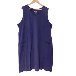 M Mac Dress Womens Navy Sleeveless Patch Pockets Cotton Knit 2X